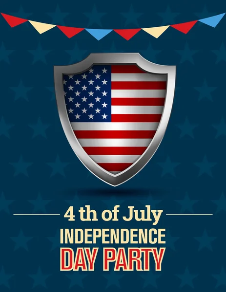 4 de Julho, cartão de convite para a celebração do Dia da Independência Americana — Vetor de Stock