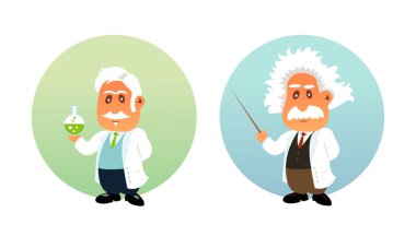 Funny illustration of Chemist and Mathematician clipart