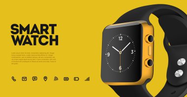 Vektör akıllı elektronik istihbarat izle, teknoloji fonksiyonları ve şablon metnini gerçekçi çizim