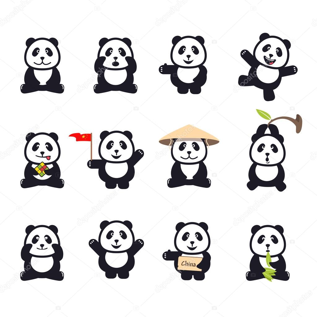 Set of cute funny cartoon pandas Stock Vector Image by ©iam-frukt #78467384