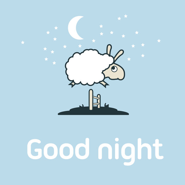 Иллюстрация перепрыгивающей через забор овцы. Концепция элементов открытки
.