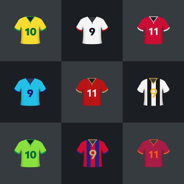 Futbol futbol gömlek illüstrasyon vektör set