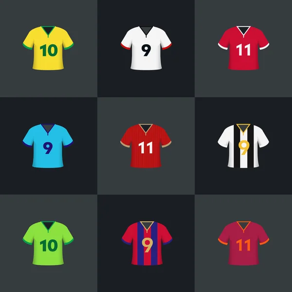 Camisas de fútbol juego de vectores ilustración — Vector de stock