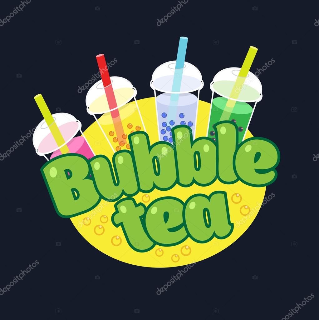 Bubble Tea concept logotype. Milky drink cup illustration.