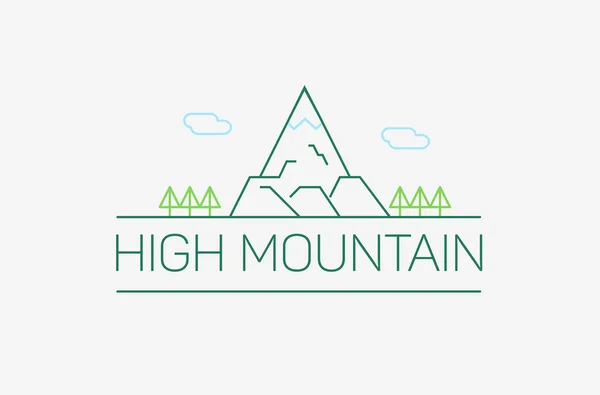 Logo e emblema vettoriale di alta montagna in stile contorno elementi di design astratto di identità aziendale — Vettoriale Stock