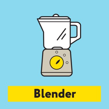 Blender Mikser silueti mavi zemin üzerine düz simgesi