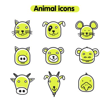 Hayvan illüstrasyon - vektör simgeler el çekilmiş