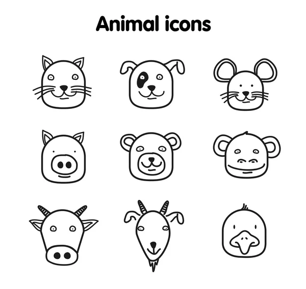 Hand drawn animal illustration - vector icons — Stock Vector