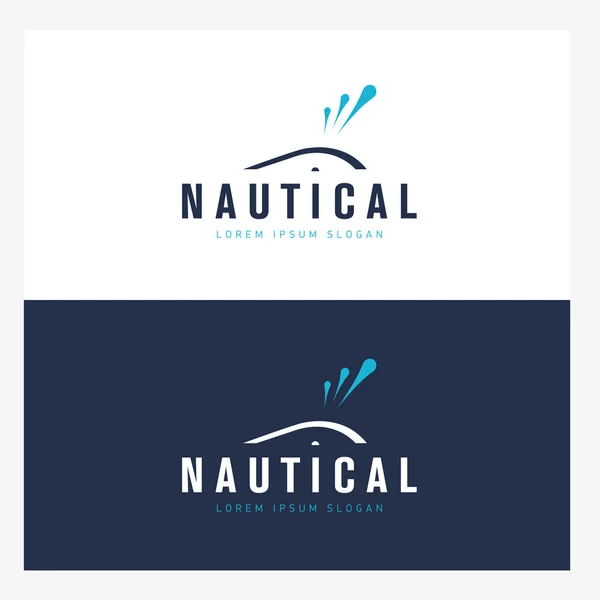 Plantilla de diseño de logotipo de ballena con fuente de agua abstracta. Concepto de insignia de empresa Sea — Vector de stock