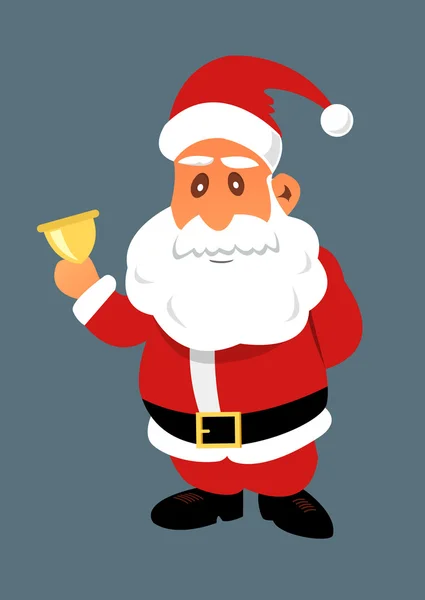 Père Noël avec cloche dorée. Illustration plate vectorielle de Noël — Image vectorielle