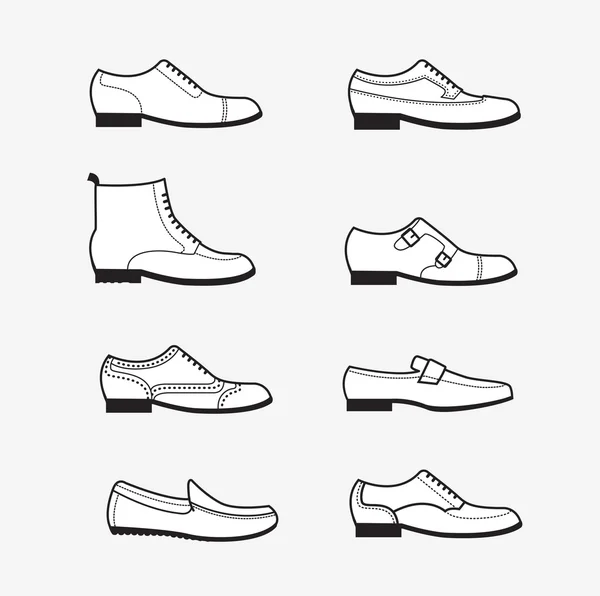 Vector graphic set icons of flat classical men's shoes. — Stock Vector