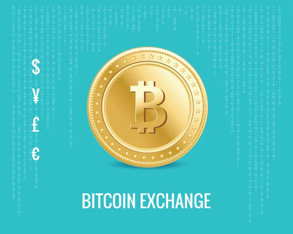 Icono de intercambio de bitcoin en el fondo azul digital . — Vector de stock