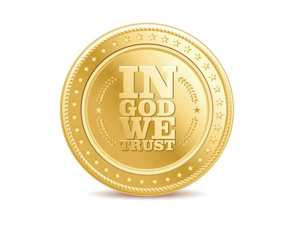 Argent d'or pièce isolée dollar avec texte en Dieu nous faisons confiance — Image vectorielle