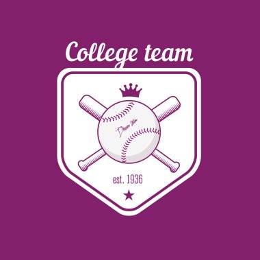 Vintage renkli beyzbol Şampiyonası logo veya rozeti. Düz stil tasarım