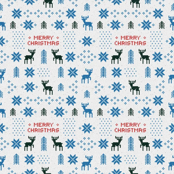 Dikişsiz retro mavi Noel desen geyikler, ağaçlar ve kar taneleri