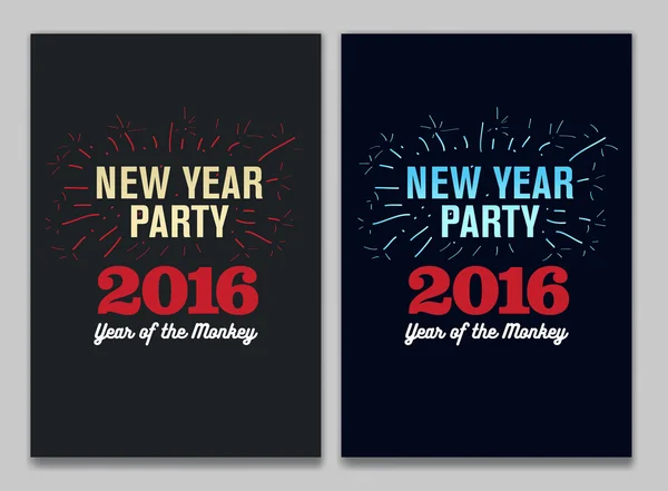 Bonne année 2016 Circulaire, bannière ou brochure. Feux d'artifice tirés à la main. Modèle de célébration Eve Party . — Image vectorielle