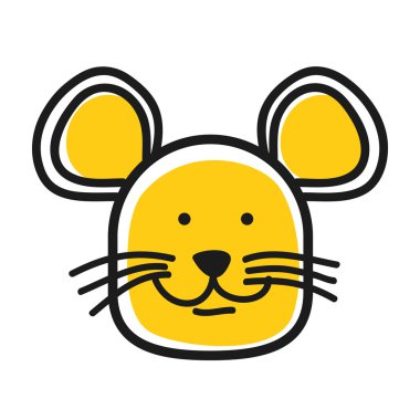 Karikatür hayvan kafa simgesi. Sosyal ağların profil için fare yüz avatar. Elle çizilmiş tasarım