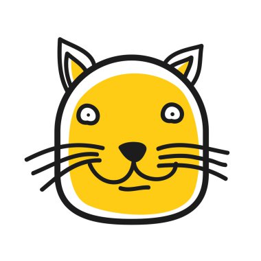 Karikatür hayvan kafa simgesi. Kedi yüz avatar profil sosyal ağların için. Elle çizilmiş tasarım