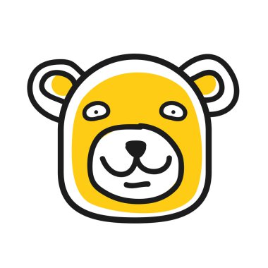 Karikatür hayvan kafa simgesi. Ayı profil sosyal ağların için avatar yüz. Elle çizilmiş tasarım