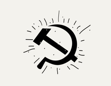 Vector silhouette of the hammer and sickle. Vector hand drawn image. clipart