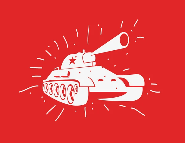 Vektorsilhouette des sowjetischen Panzers. Vektor handgezeichnetes Bild. — Stockvektor
