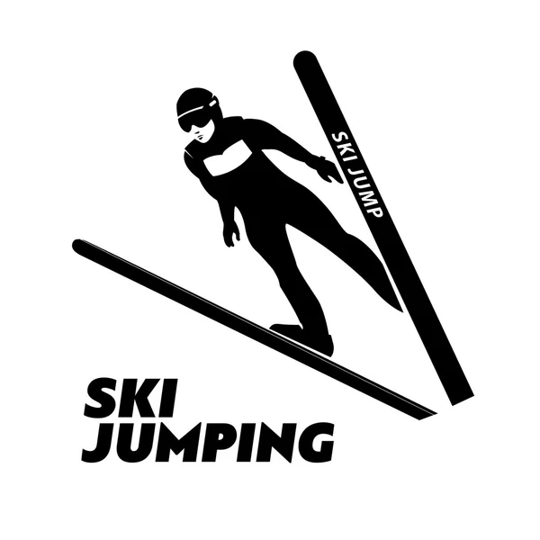 Jumping skier silhouette. Vector illustration. — Stock Vector