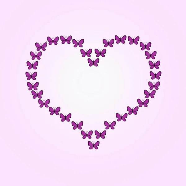 Heart shaped butterfly flight, pink and black butterflies. Raste — Stock Photo, Image