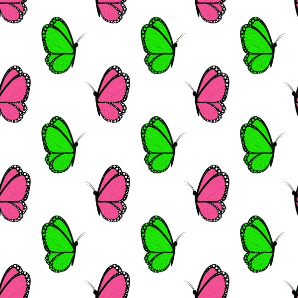 Mariposas de color rosa brillante y verde — Foto de Stock