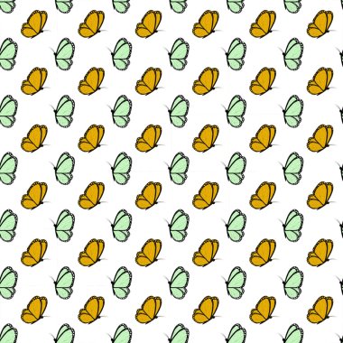 yeşil ve turuncu siyah kelebekler ile