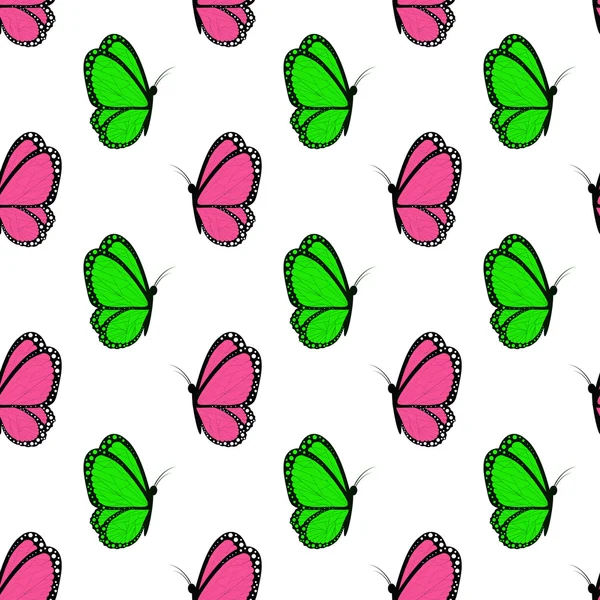 Ярко-розовые и зеленые бабочки — стоковое фото