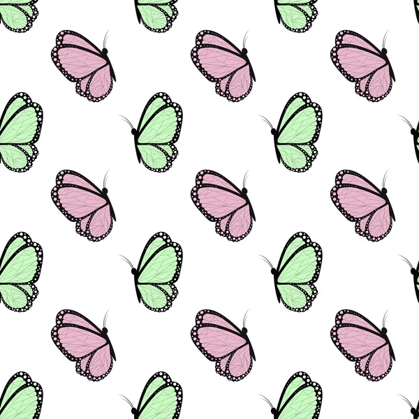 녹색 및 검정 나비 핑크 — 스톡 사진