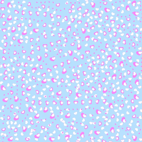 Papel de embrulho azul com corações rosa littie — Fotografia de Stock