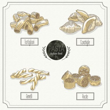 İtalyan makarna - elle çizilmiş