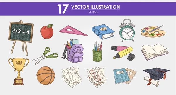 Vector dibujado a mano ilustraciones juego - escuela vol.2 — Archivo Imágenes Vectoriales