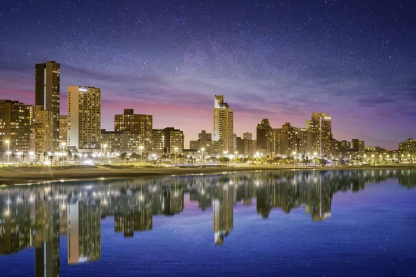 Durban Cidade Beira Mar Edifícios Iluminados Noite Kwazulu Natal África — Fotografia de Stock
