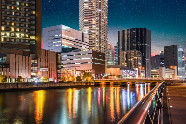 Cidade Moderna Osaka Rio Tosabori Noite Japão — Fotografia de Stock