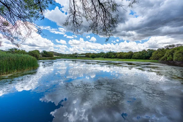 Dam view from bird hide out at Free State National Botanical Garden south africa