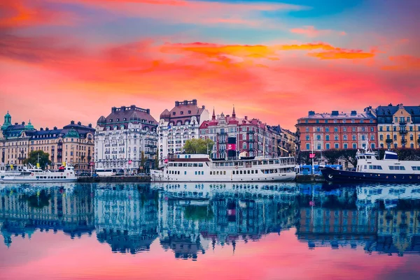 Strandvagen Boulevard Utsikt Från Havet Med Vacker Himmel Och Bygga — Stockfoto