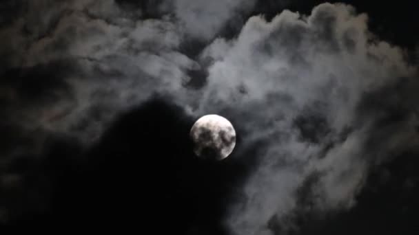 Vollmond durch die Wolken — Stockvideo