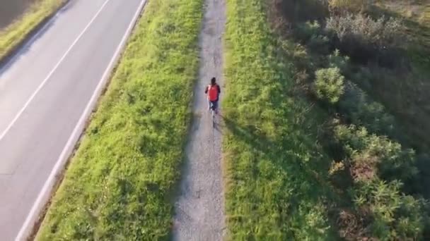 Вид с воздуха на велосипедную улицу, Боретто, Италия — стоковое видео