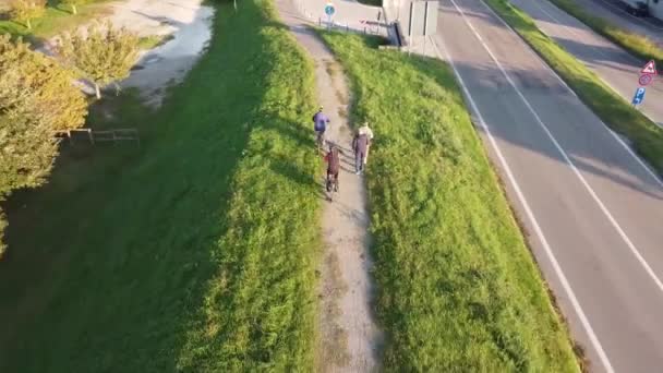 Widok z powietrza na ulicę rowerową, Boretto Włochy — Wideo stockowe
