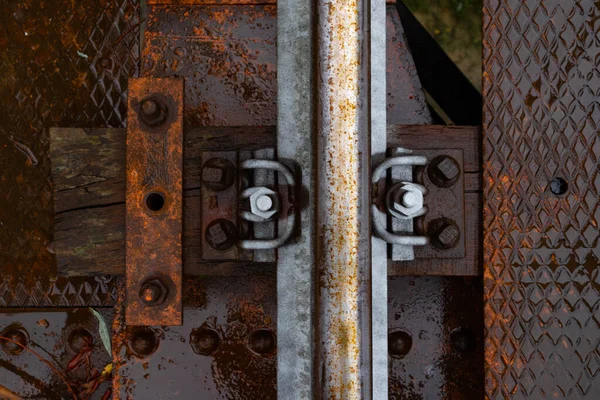 Oude stalen treinbrug Casalmaggiore, Lombardije, Italië — Stockfoto