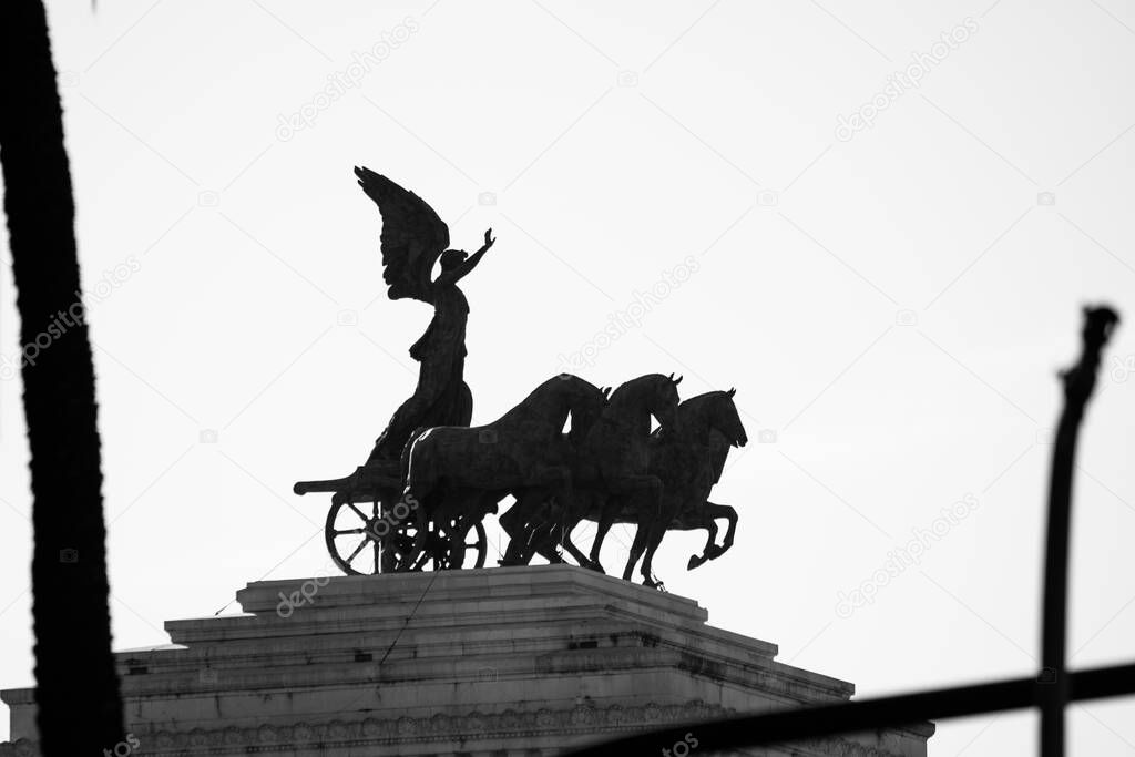 Carriage of Altare della Patria monument, Rome, Italy. High quality photo