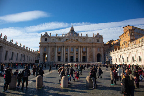 Views of Basilica de San Pietro building. Vatican City, Italy