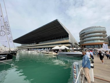 Cenova Boat Show 'un genel görünümü, 09.19.2024 Cenova, İtalya. Yüksek kalite fotoğraf