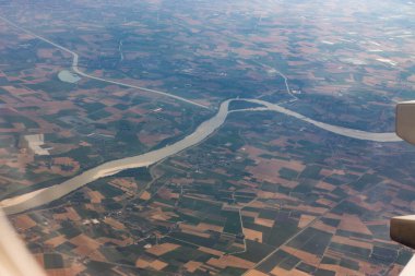 Po River, Ferrara, İtalya uçağından görüntü. Yüksek kalite fotoğraf