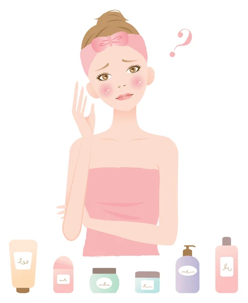 Vrouw en cosmetica — Stockvector