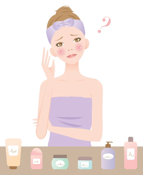 Vrouw en cosmetica — Stockvector