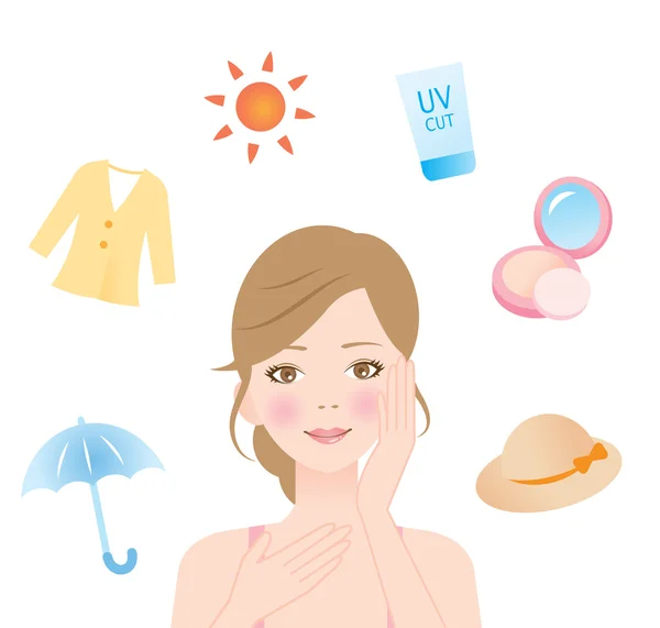 De zorg van de huid van UV-bescherming — Stockvector