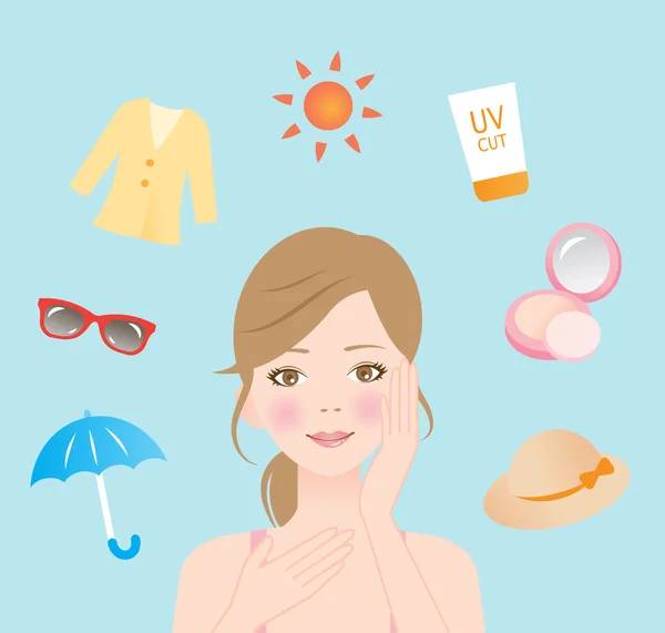 UV protection skin care — Stock Vector